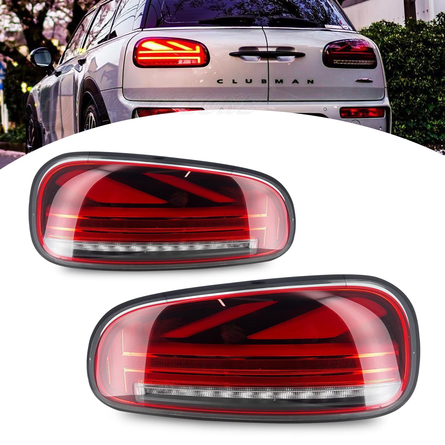 HCMOTIONZ miniクラブマン ミニクーパー テールランプ2015-2022 F54 JCW LCI テールライト 流れるウインカー オープニング 全LED For Mini F54 Cooper Clubman S 2015-2023