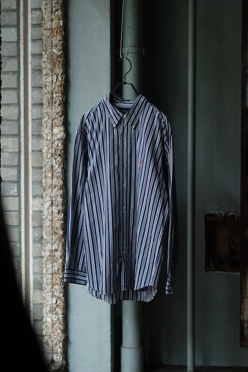 Utah/90's "Ralph Lauren"CUSTOM FIT B.D stripe shirt/Blue×White