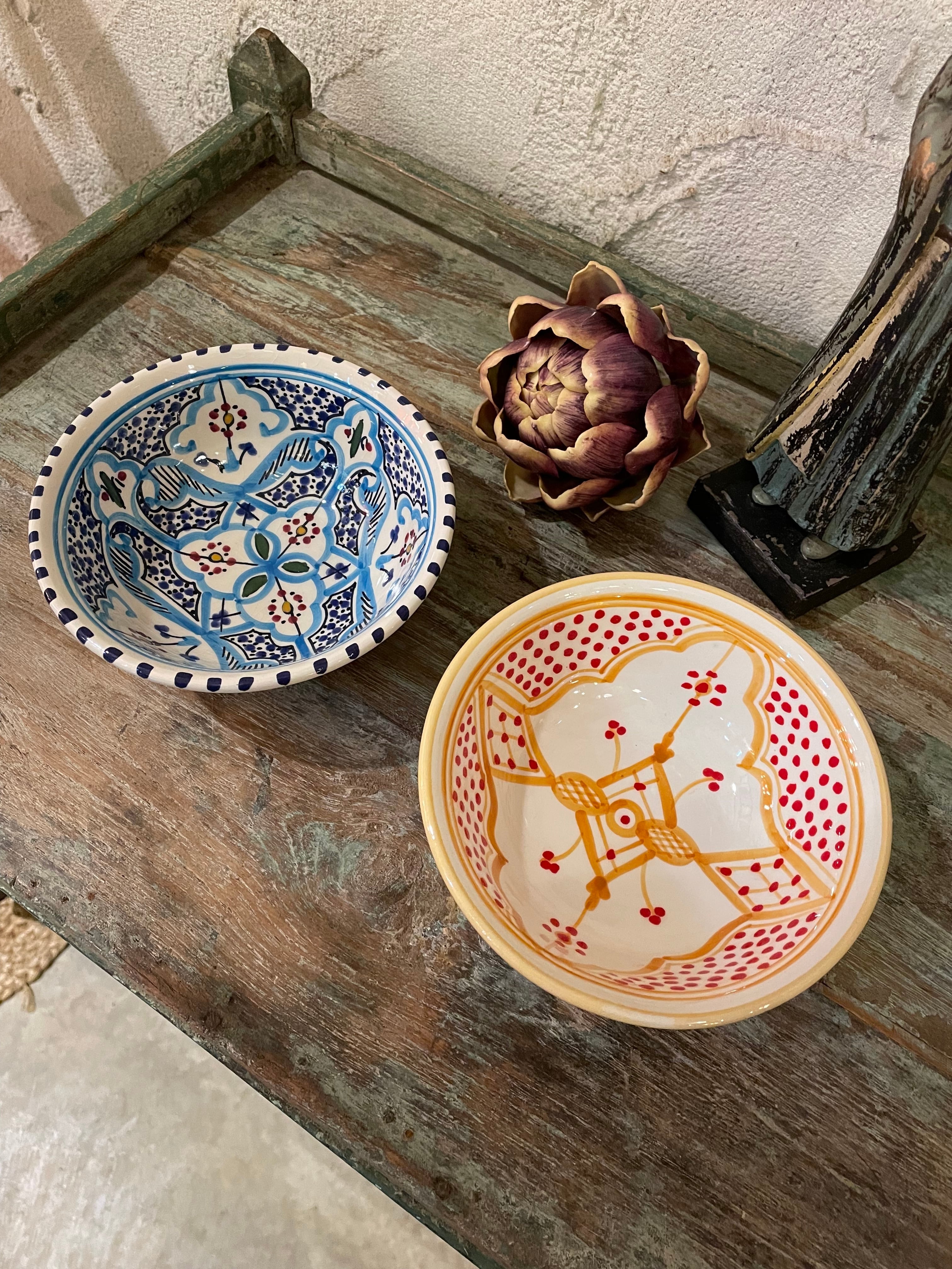 チュニジア SLAMA陶器 手描きボウル Φ15cm | plusgardensshop
