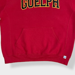 【Russell】カレッジ カナダ ゲルフ大学 University of Guelph 刺繍ロゴ パーカー スウェット フーディー hoodie L 赤 ラッセル us古着