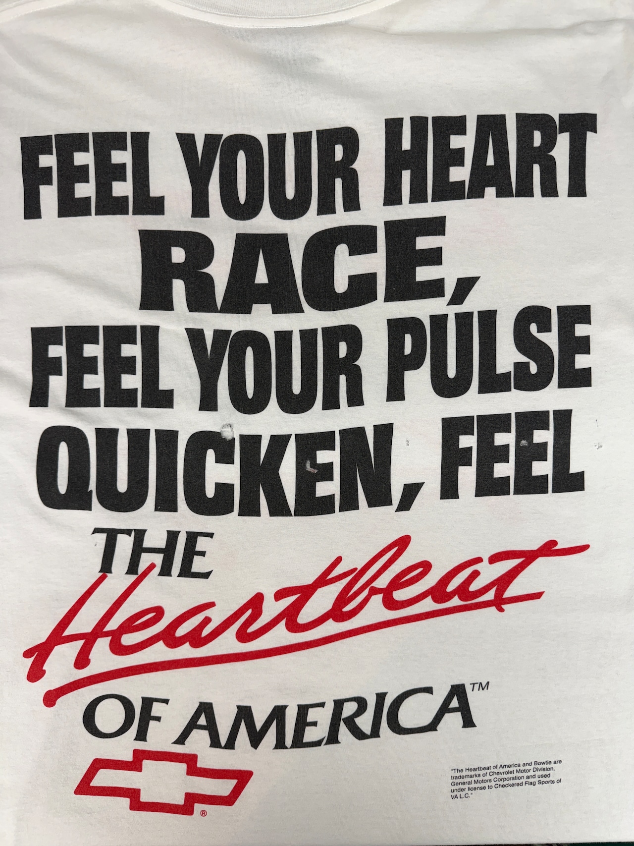 90s CHEVY Racing The Heartbeat of America / TULTEX made in Mexico・画像8