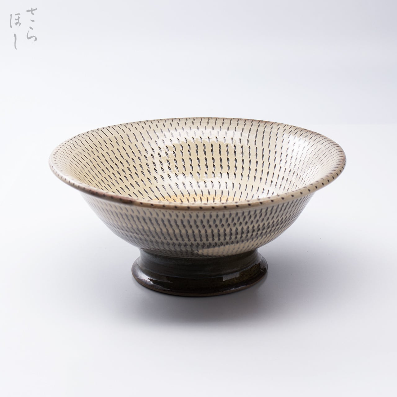 小鹿田焼 小袋窯 1升丸花瓶 飛びかんな/櫛描き 白 高さ約18cm 花器