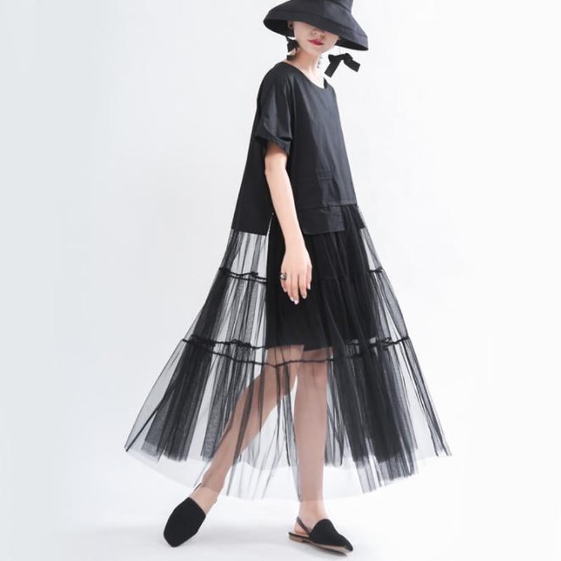 サブカル 服 地雷系 通販 モード服 Tシャツワンピ ふわふわ レース シアー 透け感 Aラインキュート 可愛い 個性的 デザイン ゴシック ロリータ