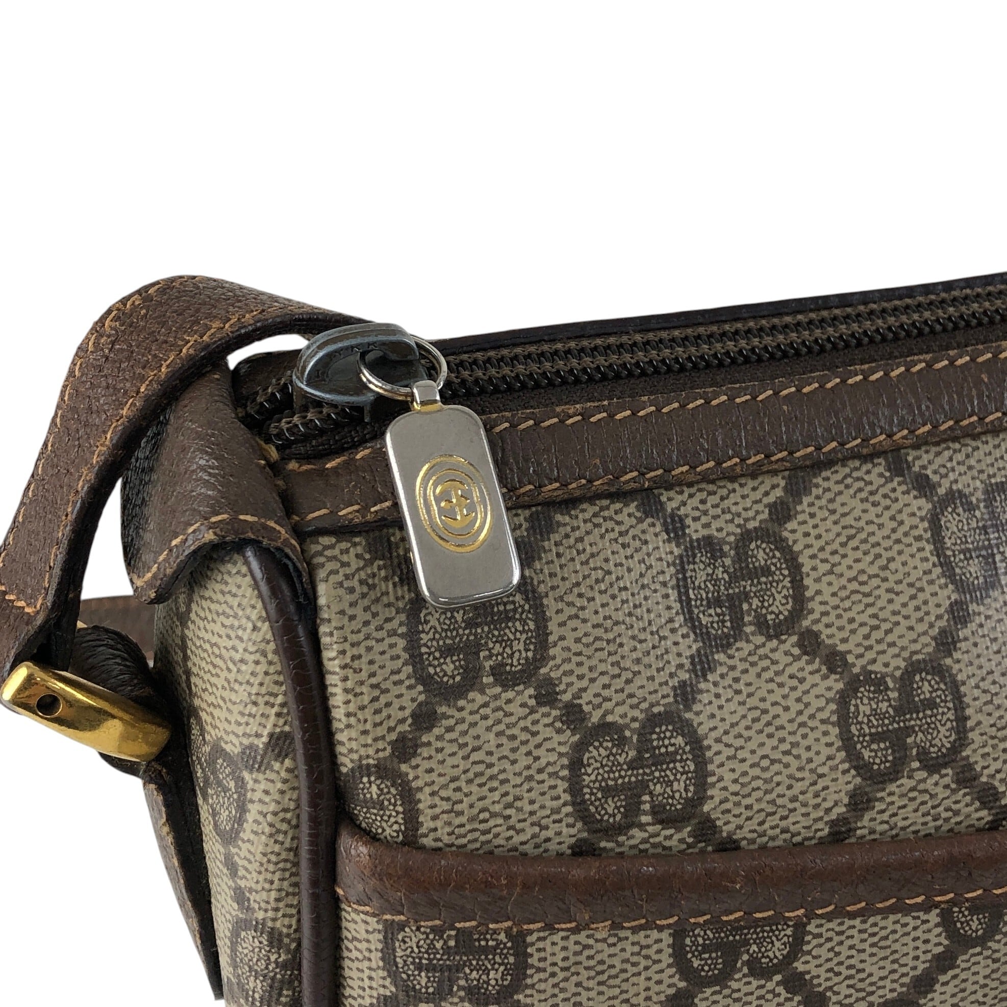 GUCCI グッチ シェリーライン ショルダーバッグ ベージュ PVC レザー