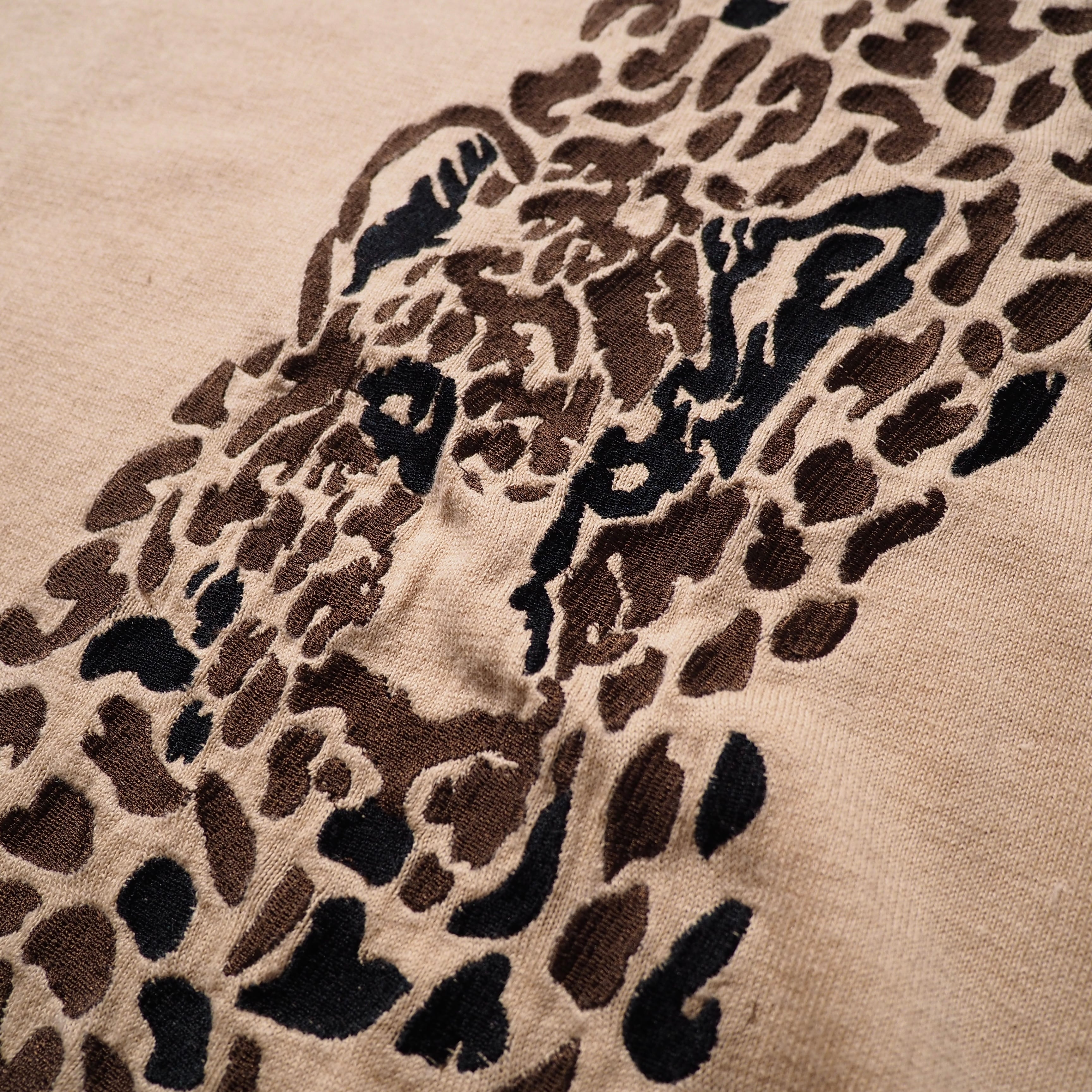 1990s ennui leopard embroidery vintage loose knit