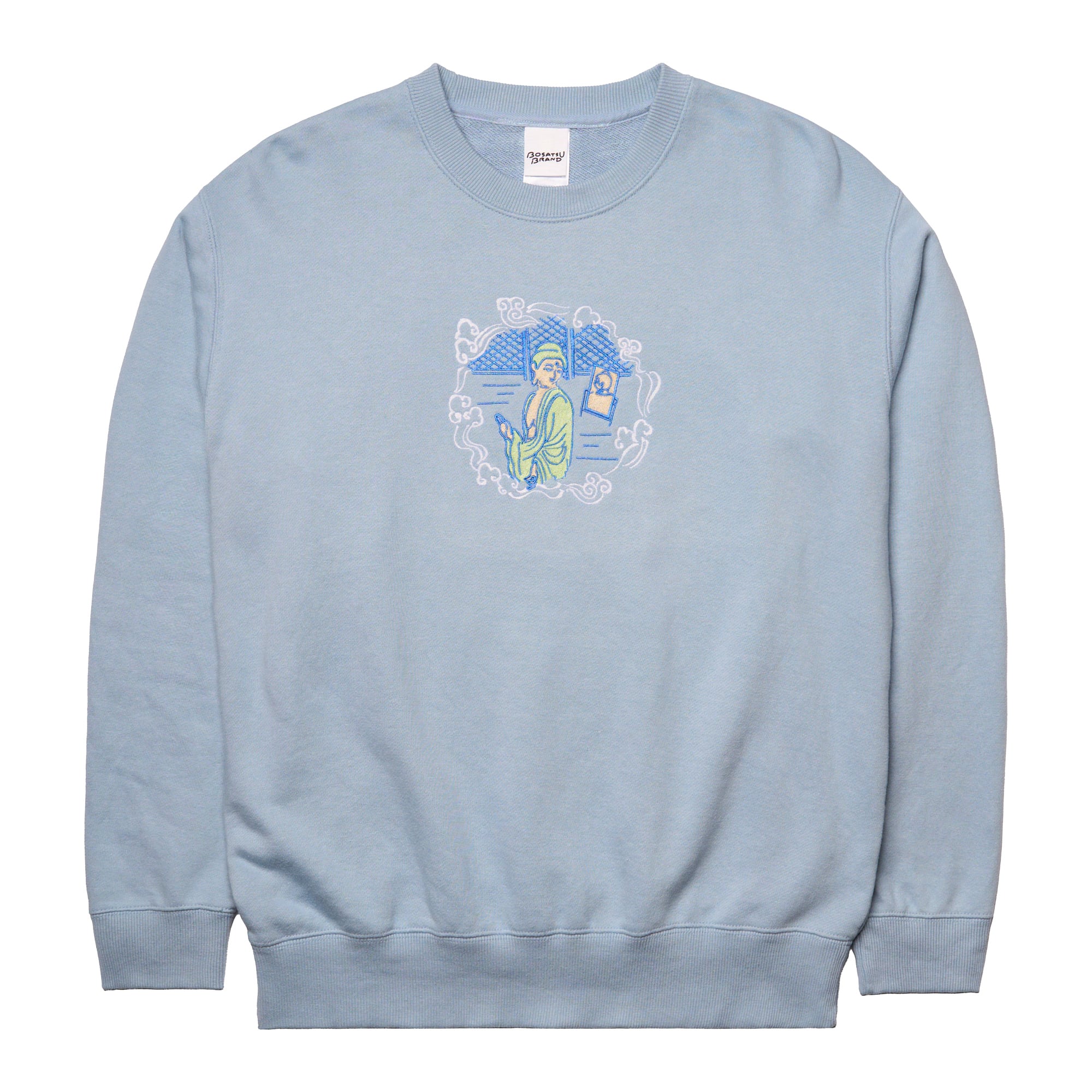 みかえり阿弥陀 仏像 トレーナー (刺繍) 水色 10.0oz | BOSATSU BRAND