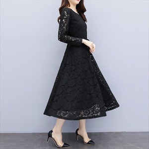 【送料無料】 ロングドレス 4色 ワンピース ドレス dress パーティドレス カラードレス ロング ロング丈 ミモレ ミモレ丈 袖あり 長袖 ラウンドネック Aライン フレア レース エレガント 可愛い 大人可愛い きれいめ シンプル カジュアル シック コンサバ 華やか 大人 上品 おしゃれ お洒落 レトロ こなれ感 高見え 高級感 フェミニン 花柄 秋 30代 40代 レディース 女性用 ママ ママ服 デート お出かけ 女子会 お呼ばれ 休日 お茶会 授業参観 結婚式 二次会 パーティ 演奏会