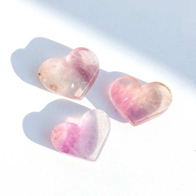 レインボーフローライト ハート 3個set 02◇ Rainbow Fluorite ◇ 天然石・鉱物・パワーストーン・インテリア