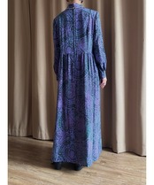 exotic pattern purple stand collar dress-5026-10