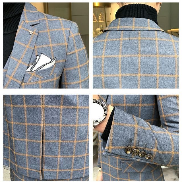 予約販売 メンズ スーツ チェック ジャケット パンツ セット セットアップ パーティ 二次会 同窓会 結婚式 韓国 トレンド M L Xl 2xl 3xl 4xl Favoriteselect