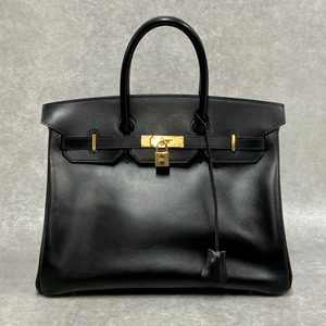 HERMES エルメス バーキン35 ハンドバッグ ボックスカーフ ブラック 7272-202206