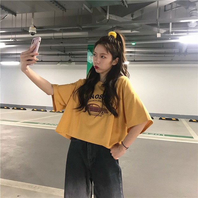ダボっとゆるかわ ショート丈tシャツ 3223 プチプラ韓国ファッション通販 Mocchida モッチダー
