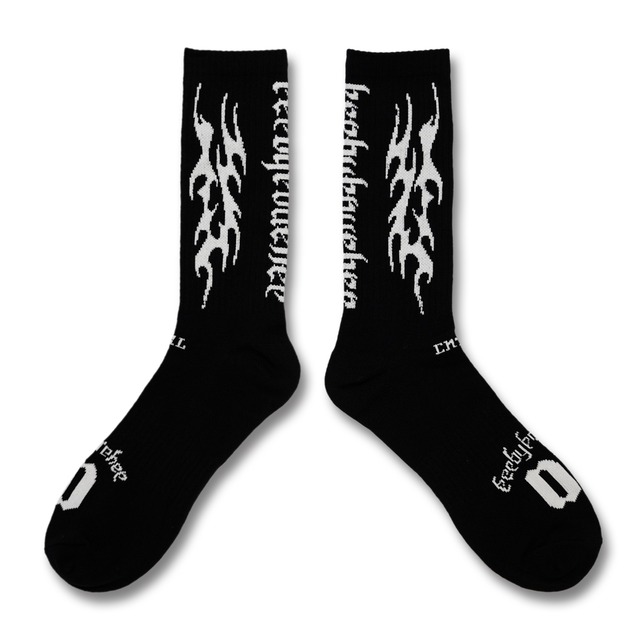 T.C.R TRIBAL FLAME SOCKS - BLACK/WHITE