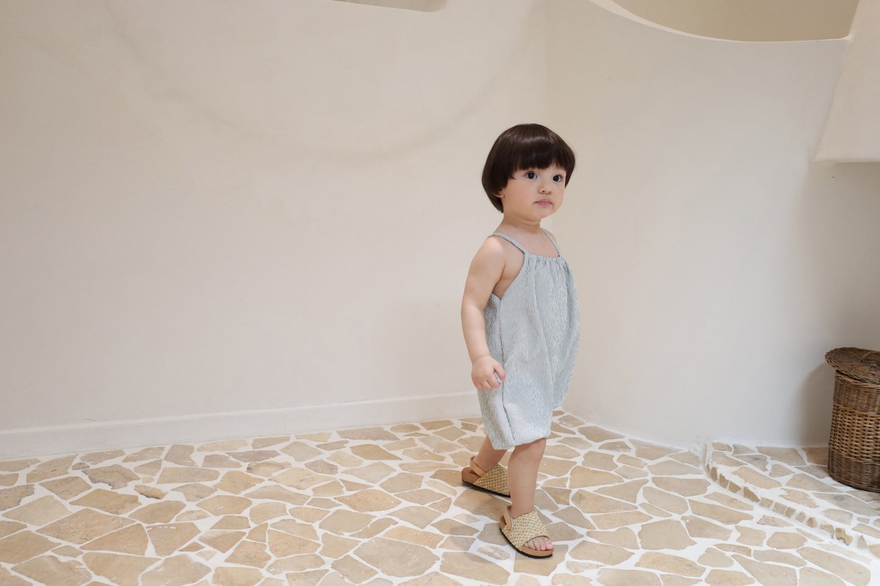 【Bebe nine】ワッシャーキャミソールロンパース ミント 70〜80cm　24046 - 7