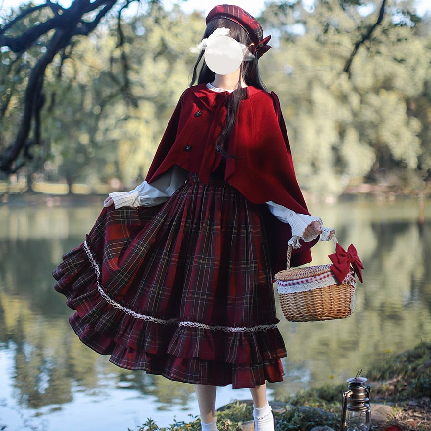 ゴスロリ通販 With U クラロリ ベレー帽 帽子 チェック柄 リボン 森