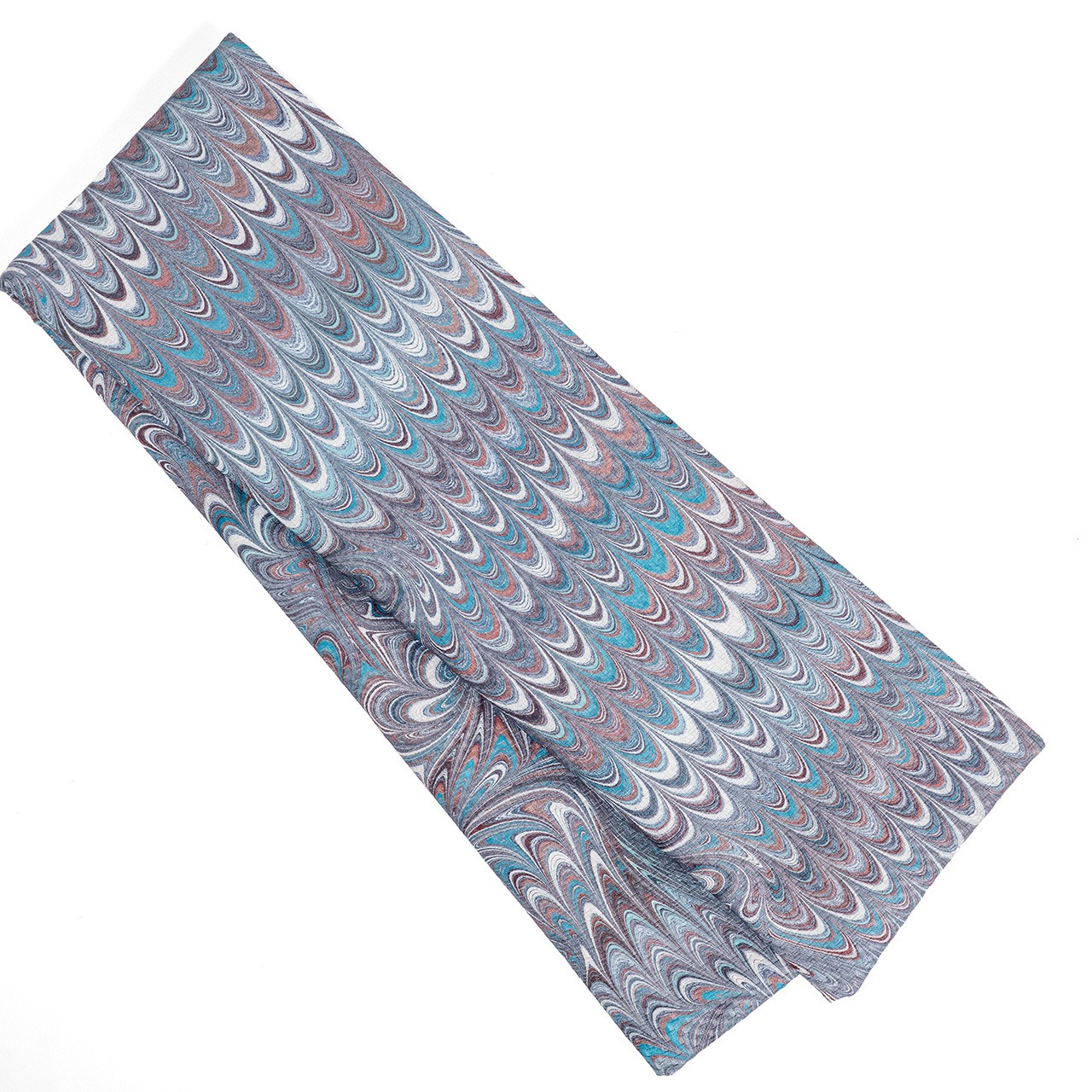 リバーシブル墨流し半巾帯 　[ bitter mint ]　ピーコック柄×ピーコック崩し