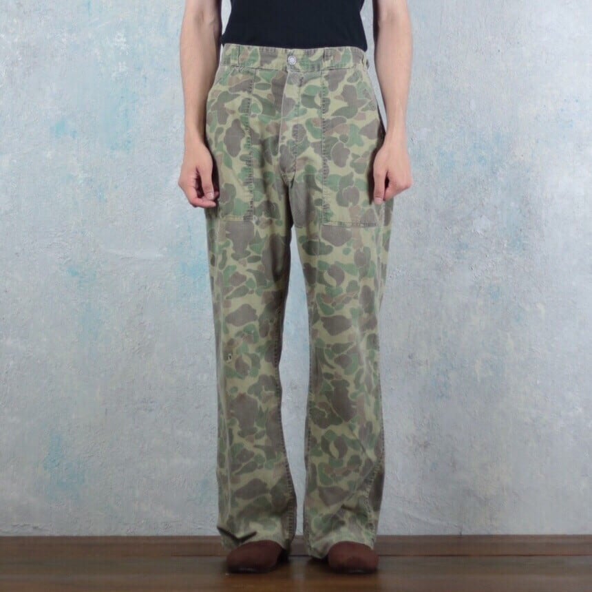 【50s】UNKNOWN ダックハンターカモ ビンテージ ベイカーパンツ L相当 50s「Duck hunter camouflage」Baker pants｜1950年代「ダック