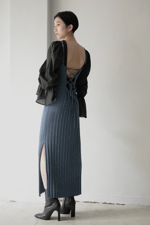 ROOM211 / Pleats knit Dress (jay blue)
