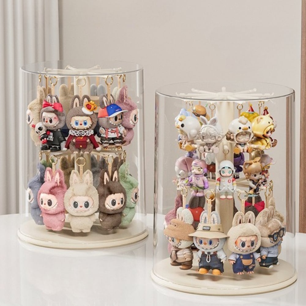 Labubu ぬいぐるみ ドール用 回転式 ディスプレイケース 2段/3段 防塵