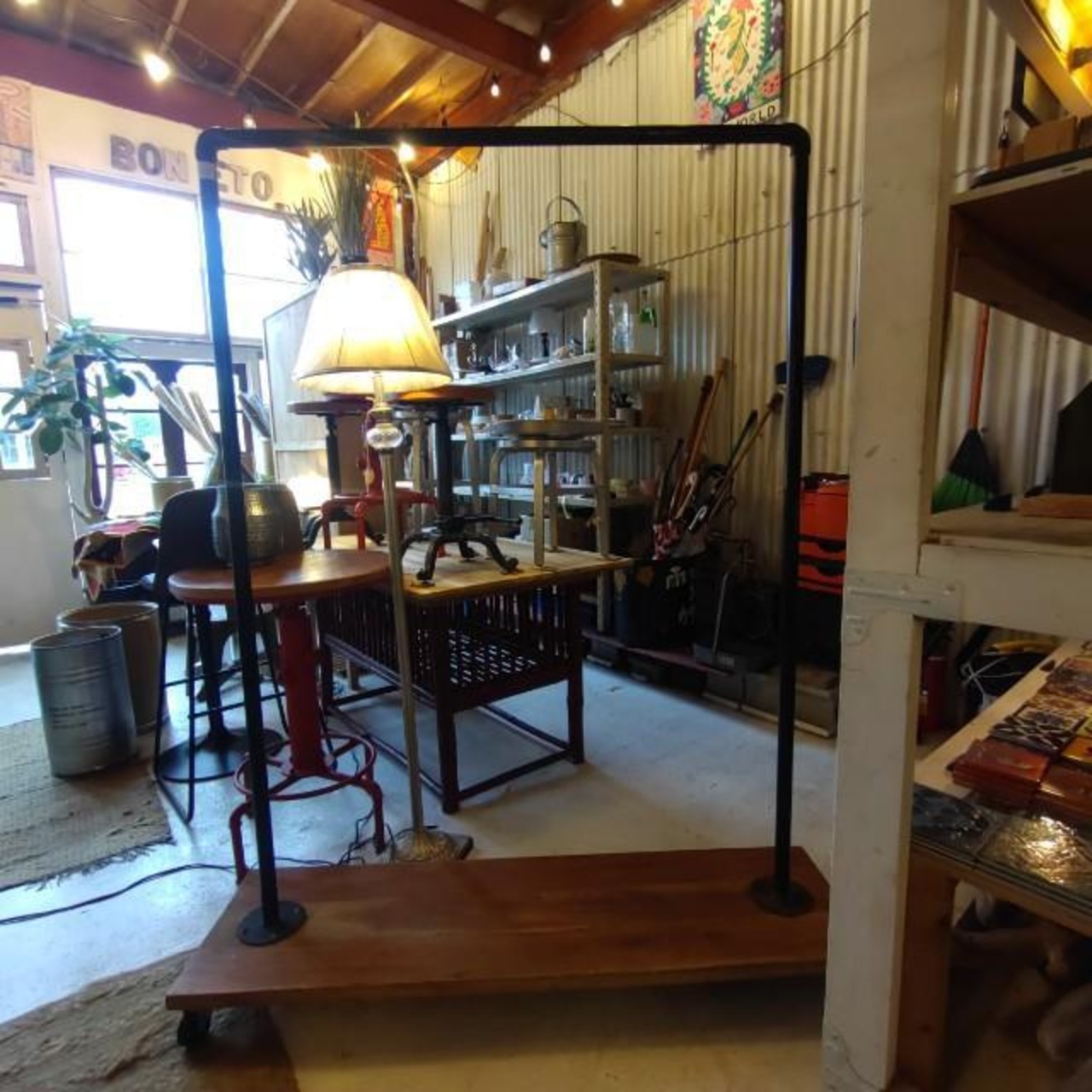 [In-store pickup only] Wood Shelf Iron Hanger Stand Hanger Rack Store fixtures