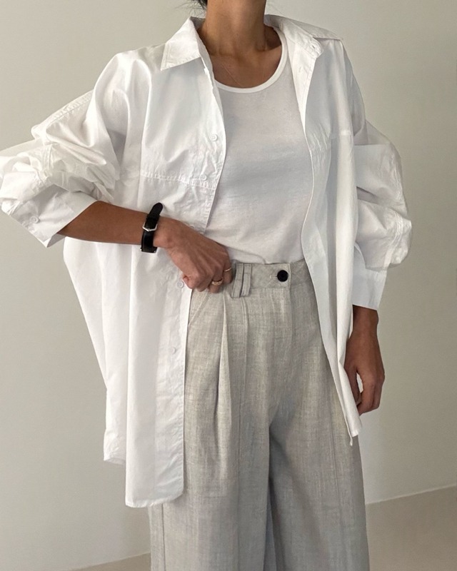 コットンロングオーバーシャツ