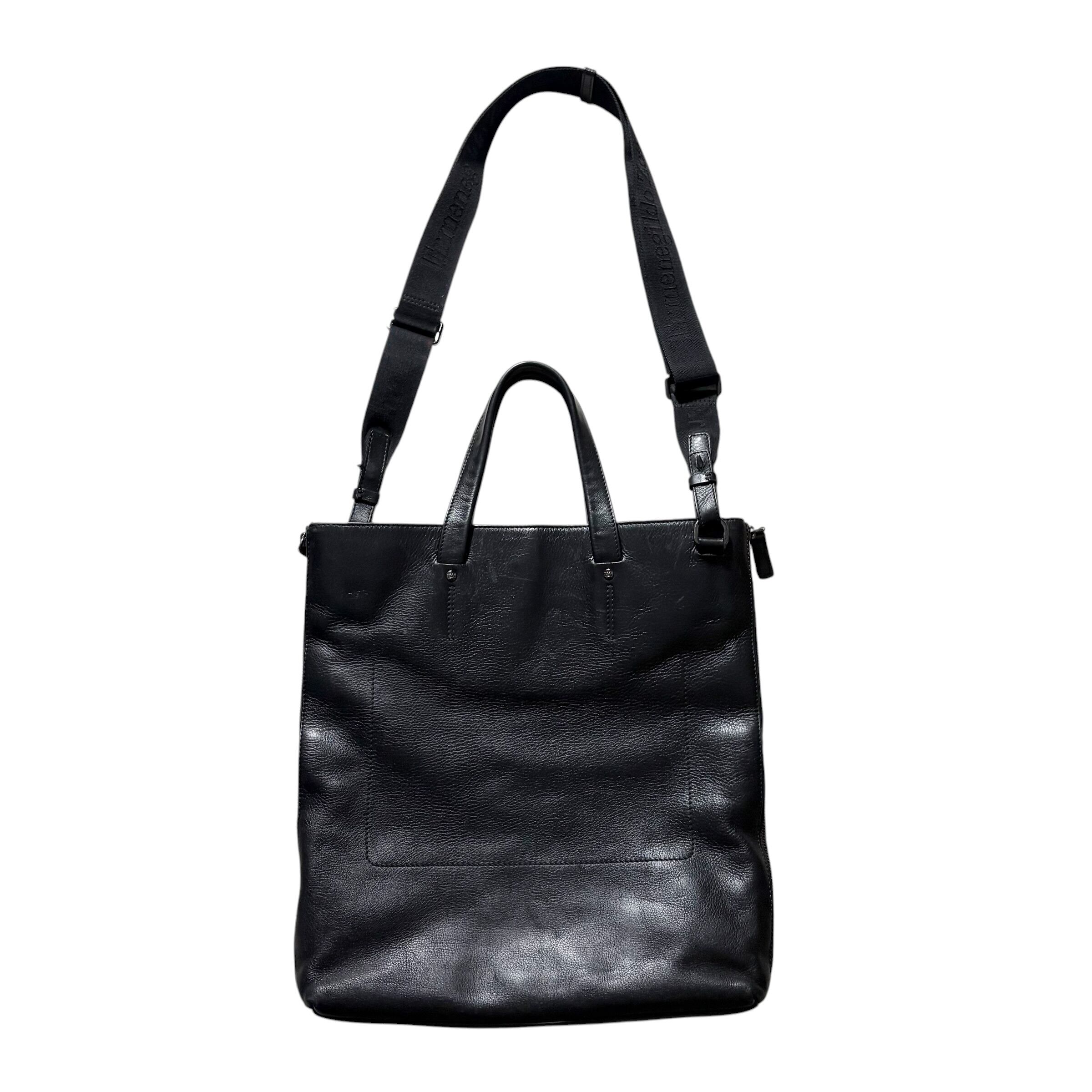 Ermenegildo Zegna レザー トートバッグ ブラック ERMENEGILDO ZEGNA black leather tote bag | NOIR ONLINE