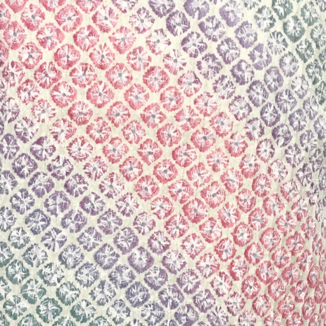 K 1739 小紋 総絞り パステルカラー 斜め模様 リユース着物専門店 わびさび