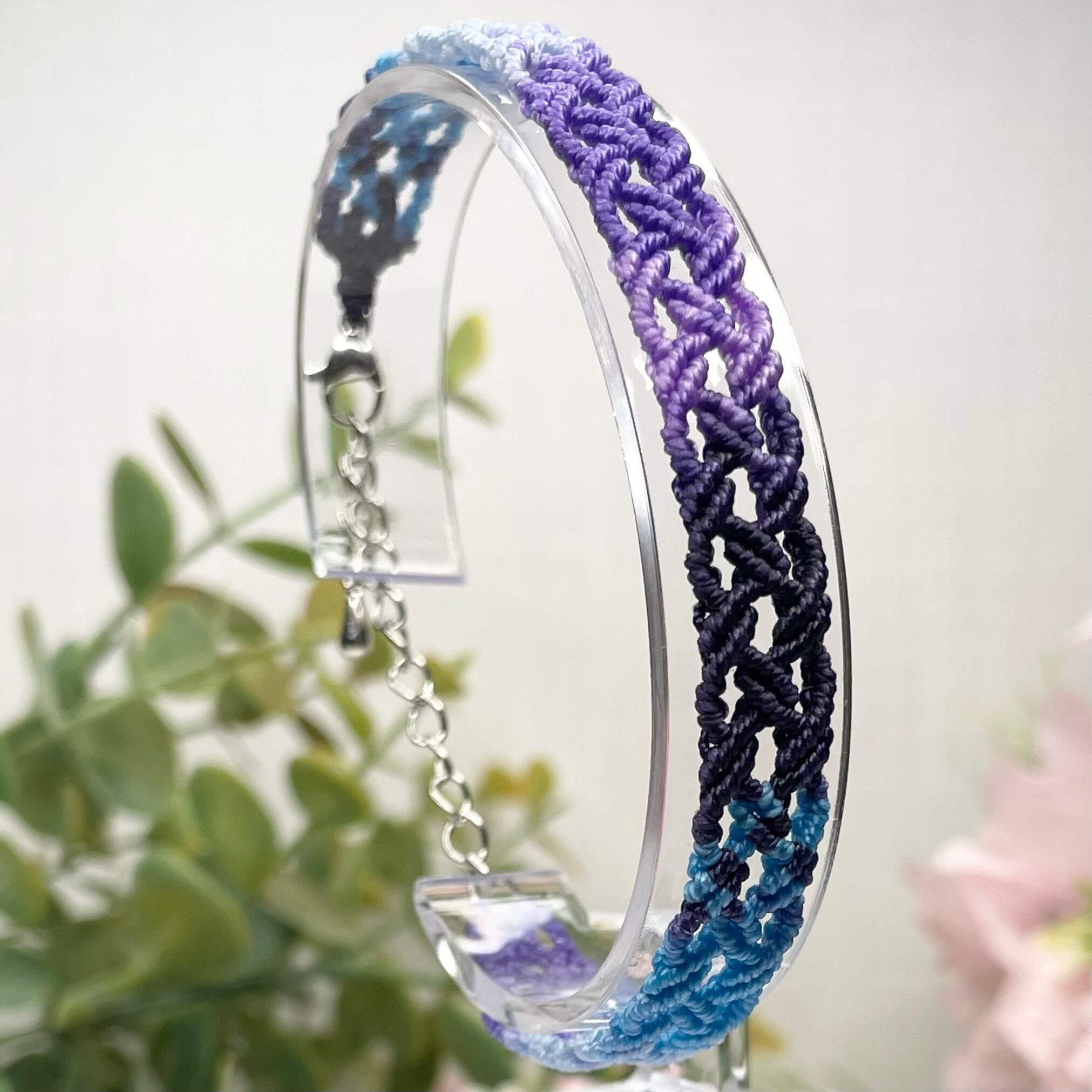 ミサンガ 編み込み ブレスレット 紫 紺 青 カラフル | saku1115