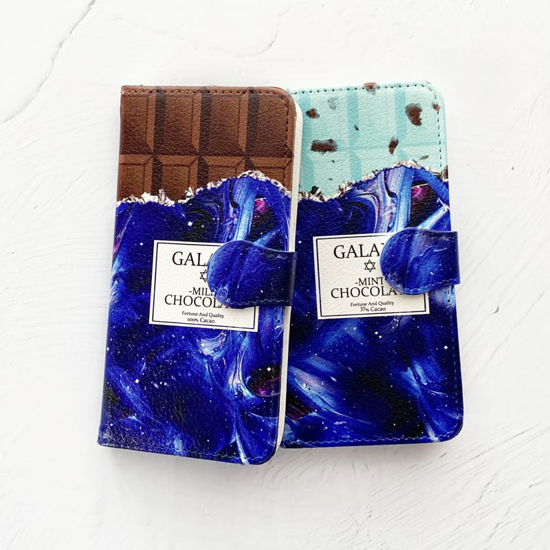 GALAXYチョコレート/チョコミント 手帳型 iPhoneケース スマホケース 全機種対応