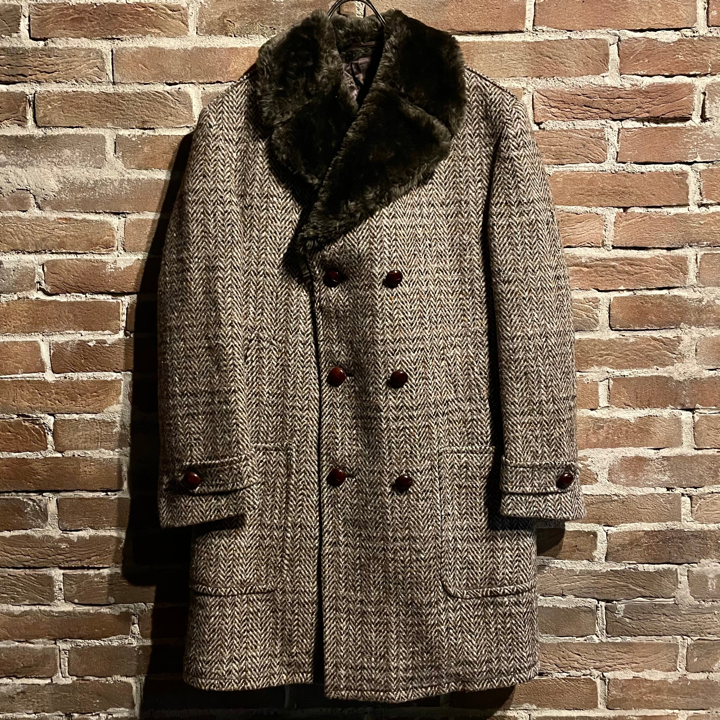 【Caka act3】70s Herringbone Tweed Vintage Gang Coat |  Caka(カカ）下北沢古着屋、セレクトショップ powered by BASE