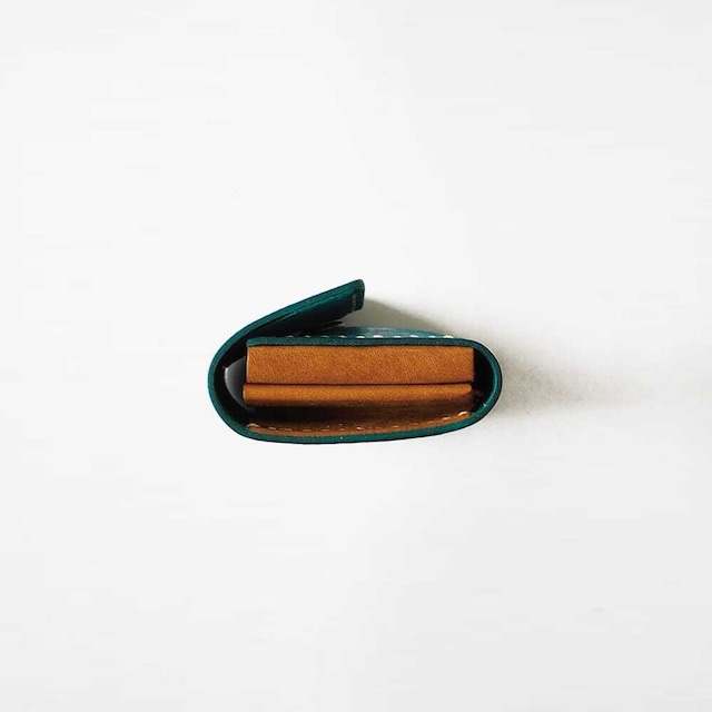 【残り1点】再販なし カードがたくさん入る ミニ財布【ターコイズ×ブラウン】