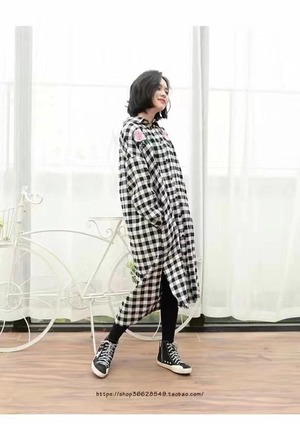 チェックロングシャツ