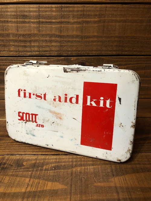 VintageFirst Aid Kit Metal Box/ファーストエイドキット 救急箱 応急処置セット 中身有り ビンテージ