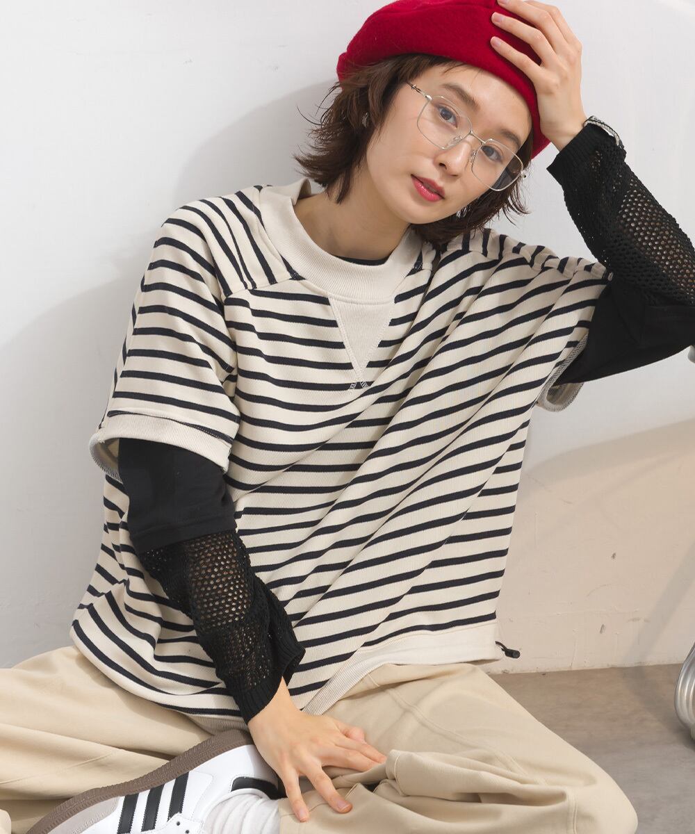 K261013 裾スピンドル裏毛カットベスト / Drawstring Hem Sweat Cut