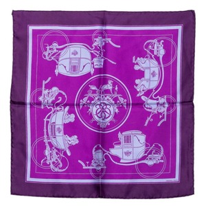 エルメス カレ40 Ex-Libris エクスリブリス スカーフ パープル シルク レディース HERMES 【中古】