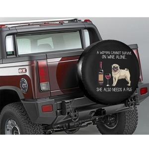 Spare tire cover -pug & wine-　　car-4