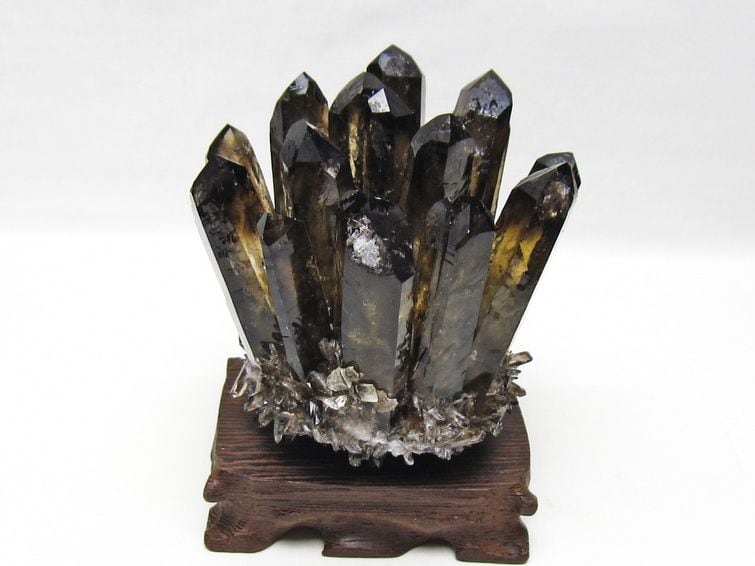 モリオン クラスター 黒水晶 原石 台座付属 一点物 おまかせ便 182
