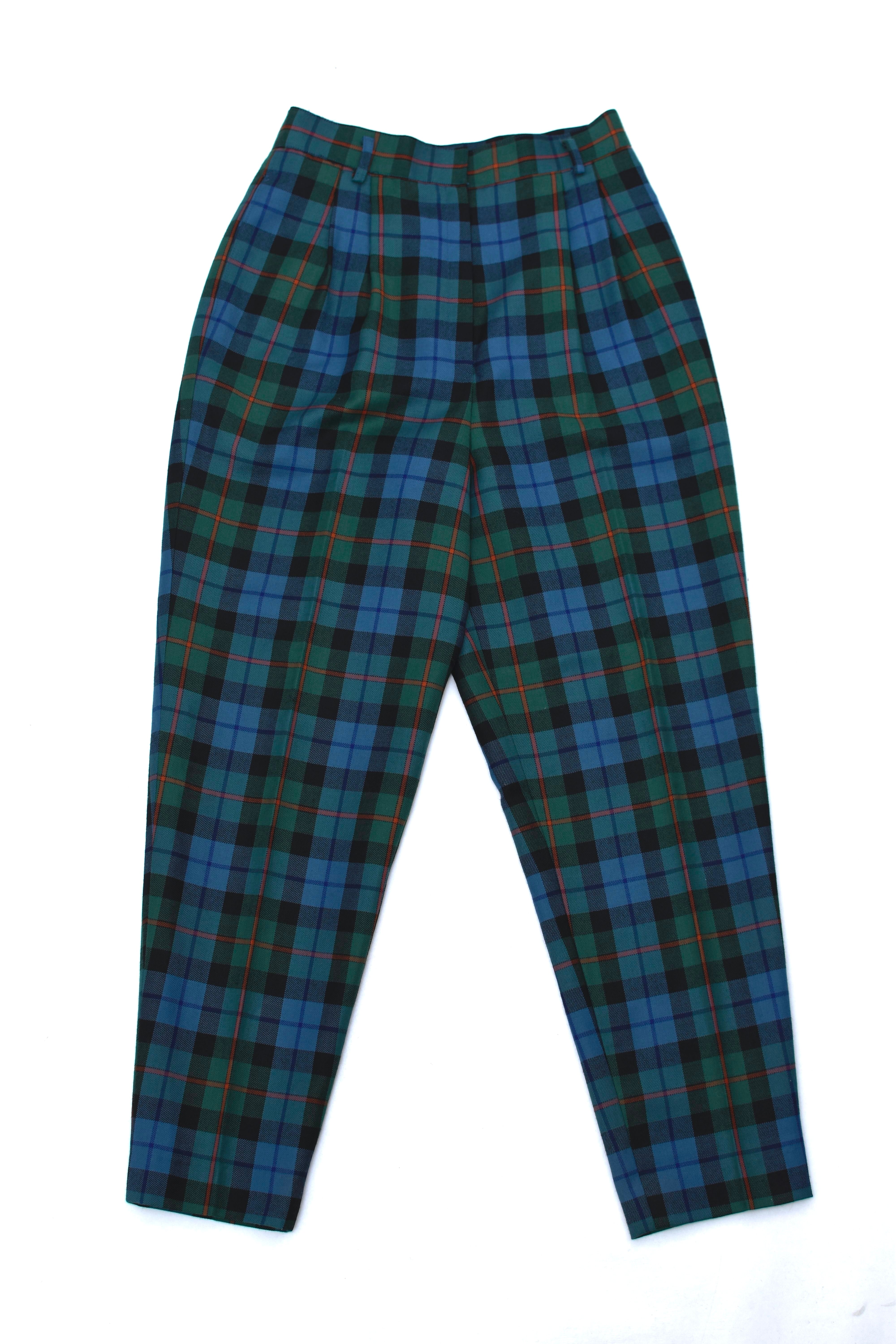 Vintage Tartan check tuck slacks pants | 古着屋 grin days memory