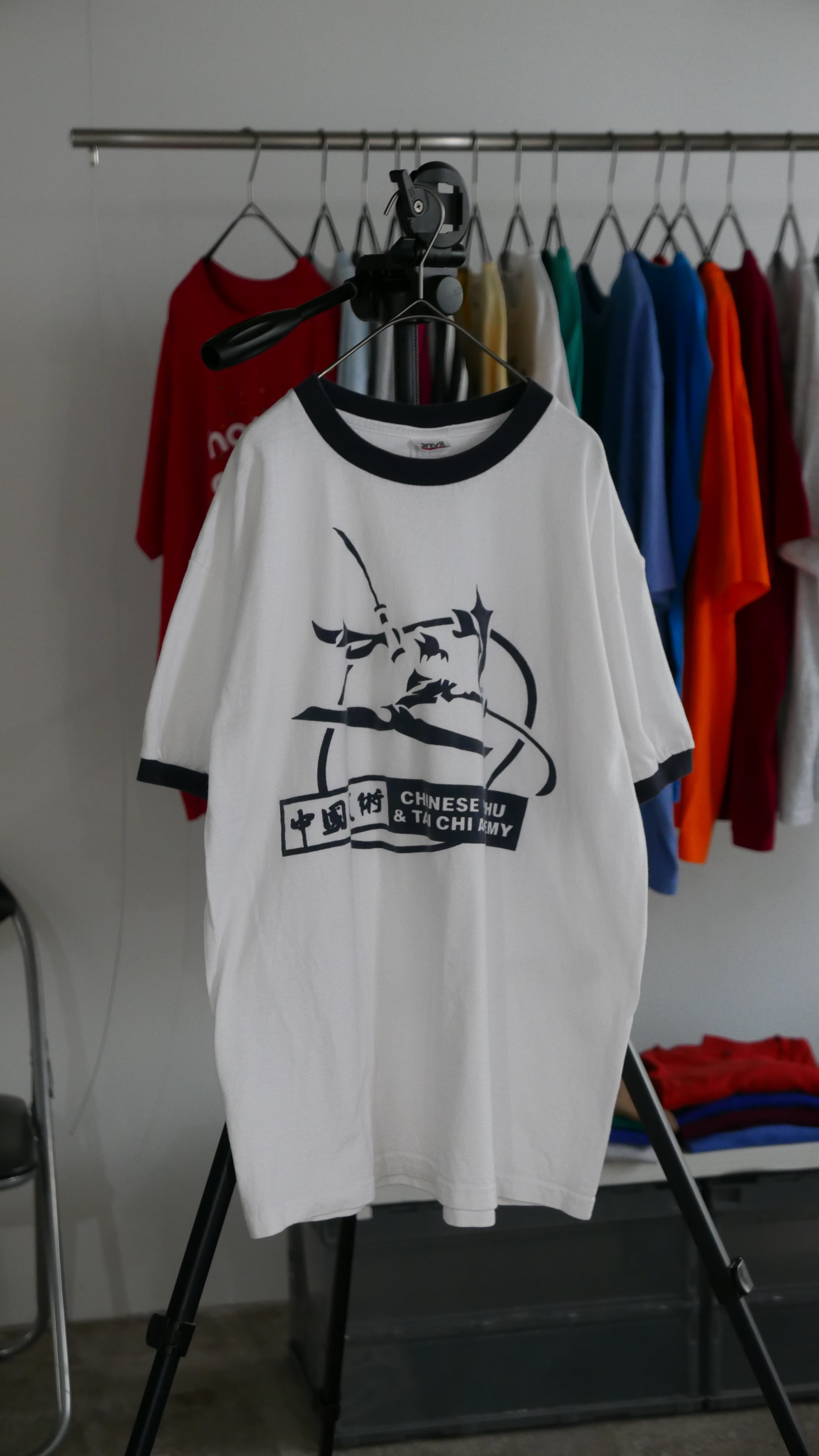 old print ringer tee " chinese wushu "