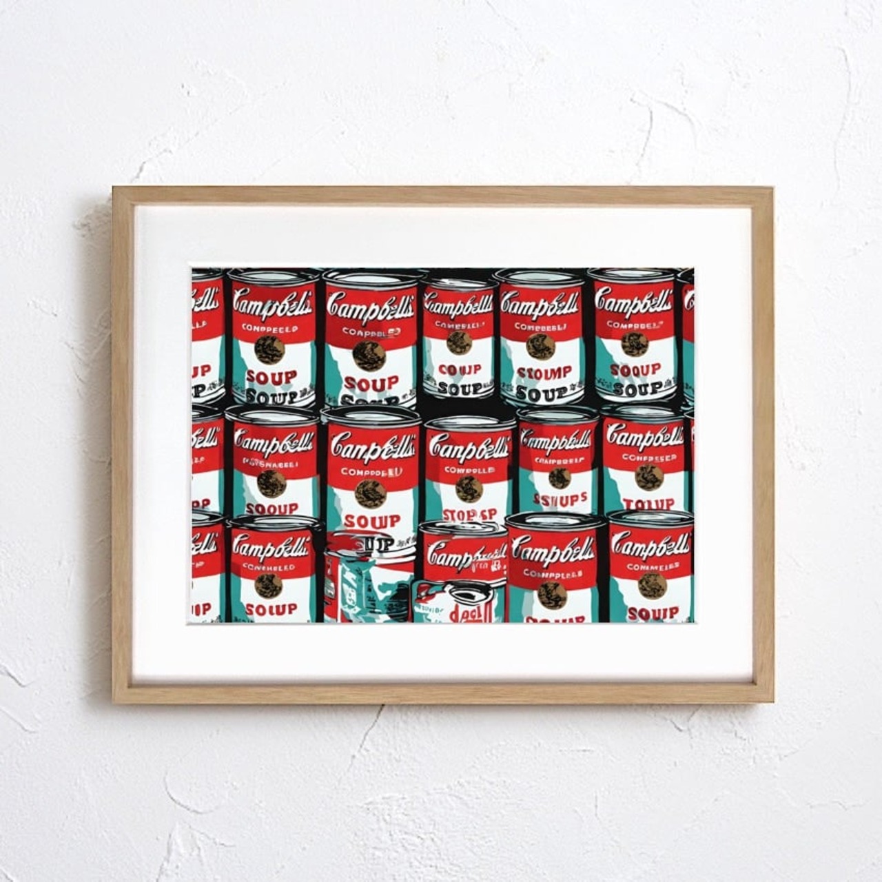 SOUP｜ポップアート風スープ缶デザインのアートポスター｜カフェ風インテリアに最適｜額縁セット・国内生産・A4ポスター