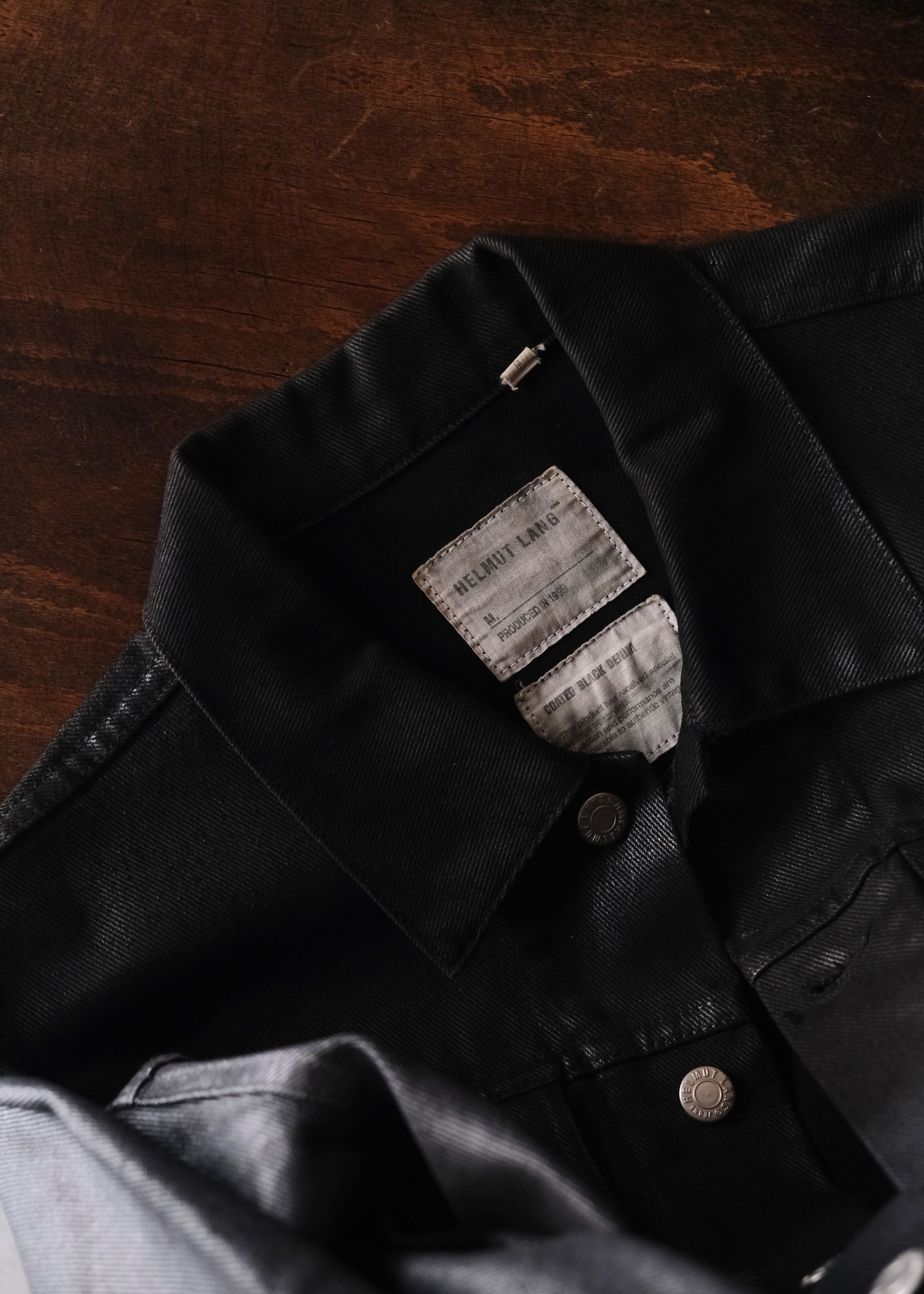 HELMUT LANG JEANS 1999 coated black denim jacket | CETTEN 