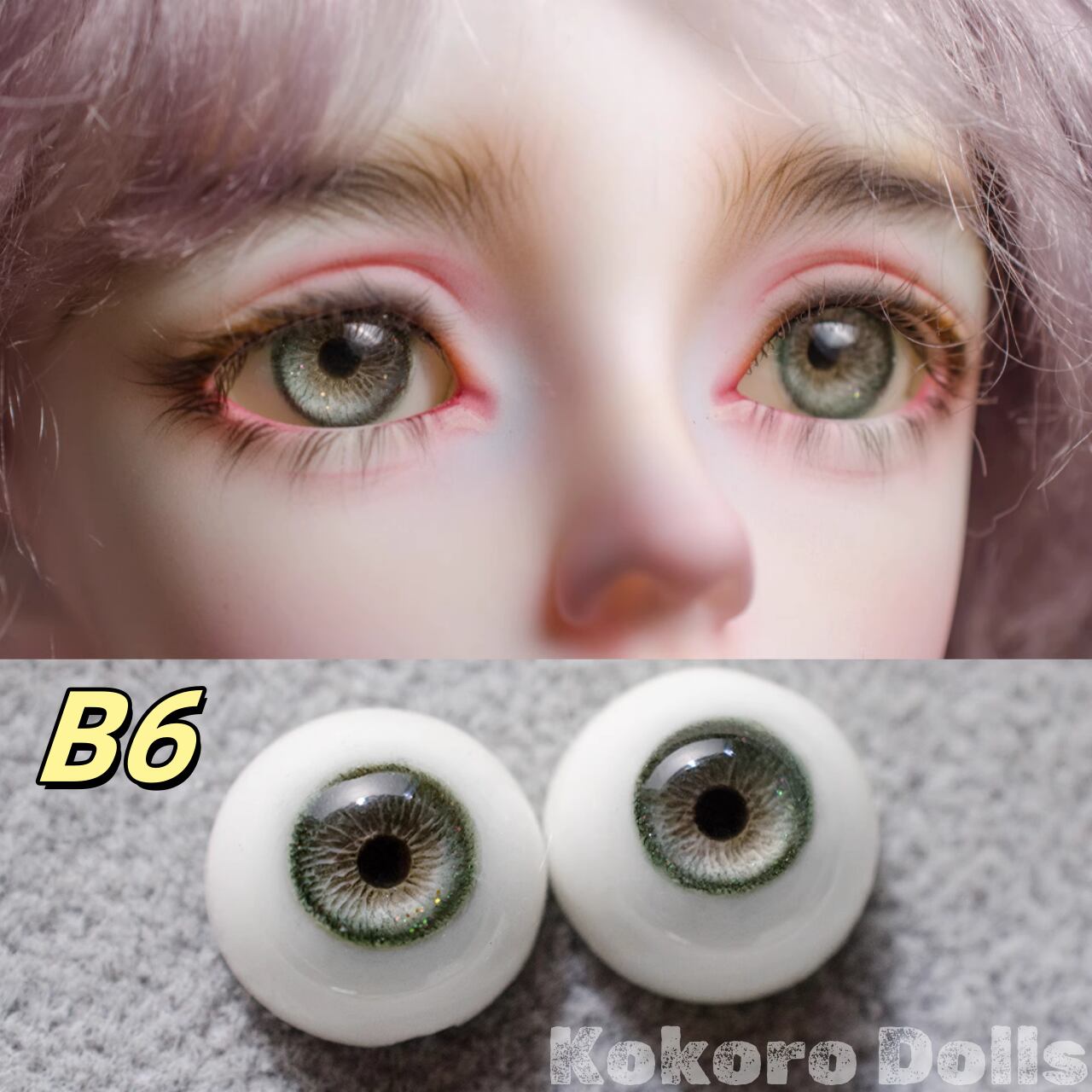 BJDドールアイ16mm-8石膏アイ Kokoro Dolls 073番 現品BJDドールアイ 16mm-8 石膏アイ 手作り 目玉 瞳 球体関節
