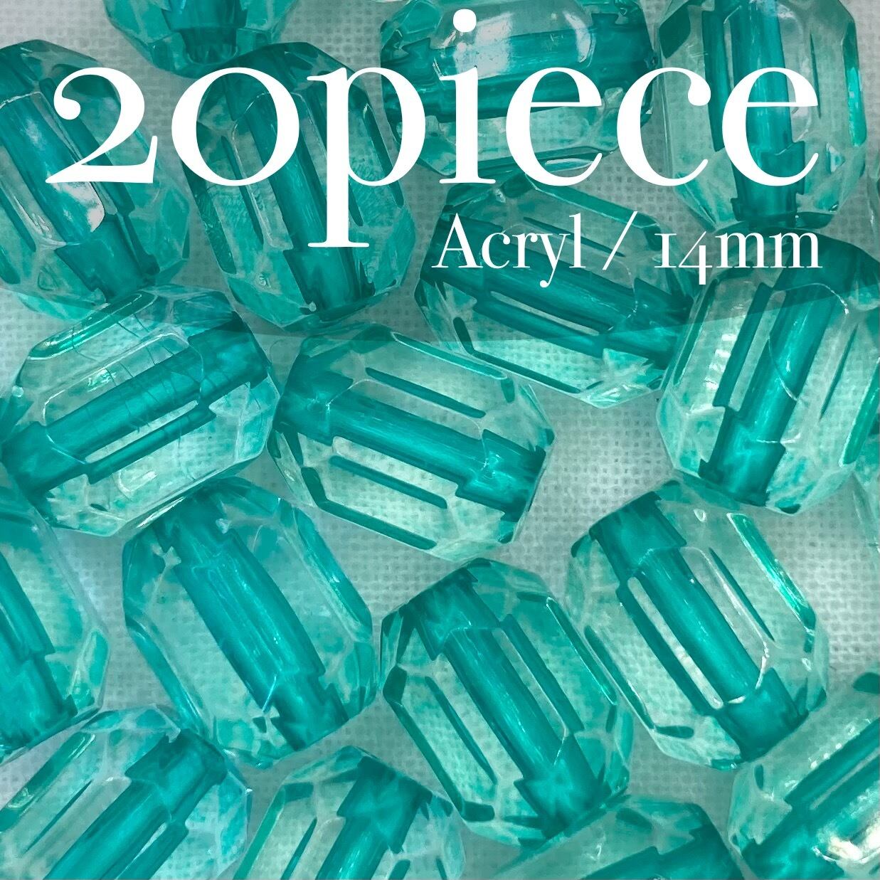 GAGR 多面カットアクリルオーバル グリーン / 20piece / 14mm | beads
