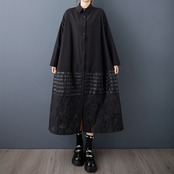 ストライプ切替 ロング シャツワンピース  00106