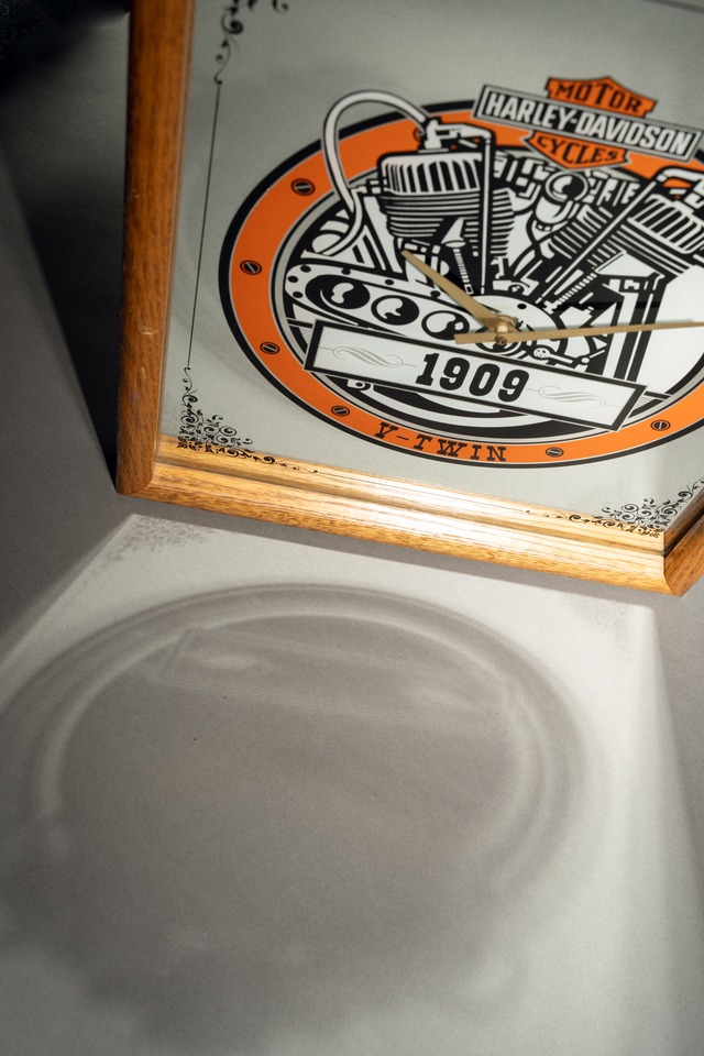 Official Harley-Davidson Vintage Clock Pub Mirror Wall Clock
