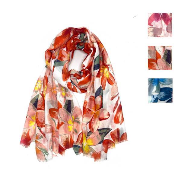 フラワー柄ストール 大判ストール ユニセックス ビスコースコットン 3