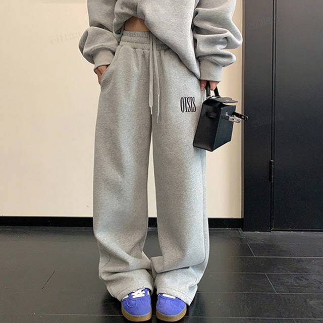 ★予約★D-1436　2026秋新作♡【セットアップ可能】OISIS刺繍ロゴ裾ドローストリングスウェットパンツ　グレー