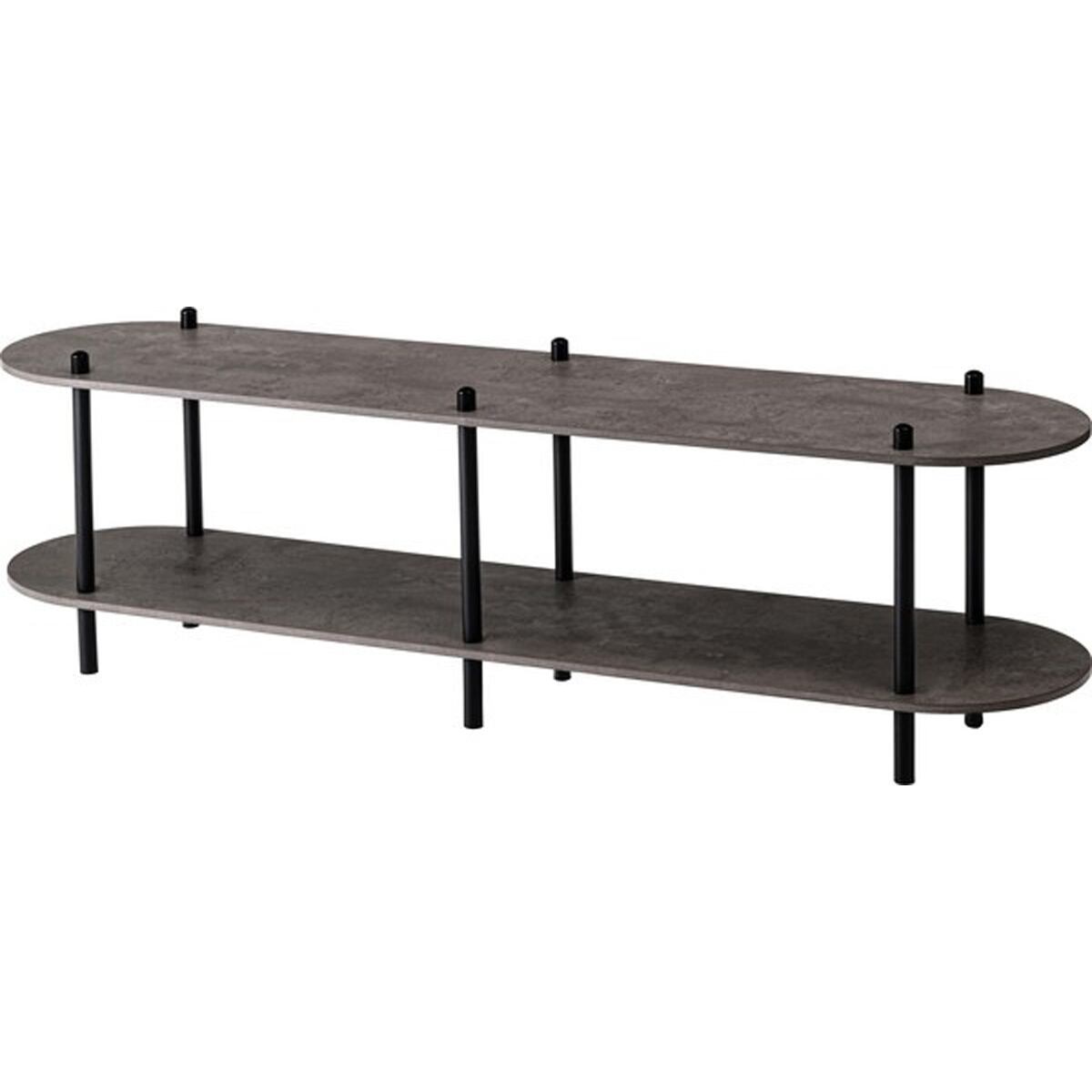 オープンラック 2段 PT-563 ラック 収納棚 ディスプレイラック 大理石調 石目調 2段 シック モダン 黒 ブラック 白 ホワイト 楕円形 ストーン柄 リビング 見せる収納 おしゃれ インテリア テレビラック