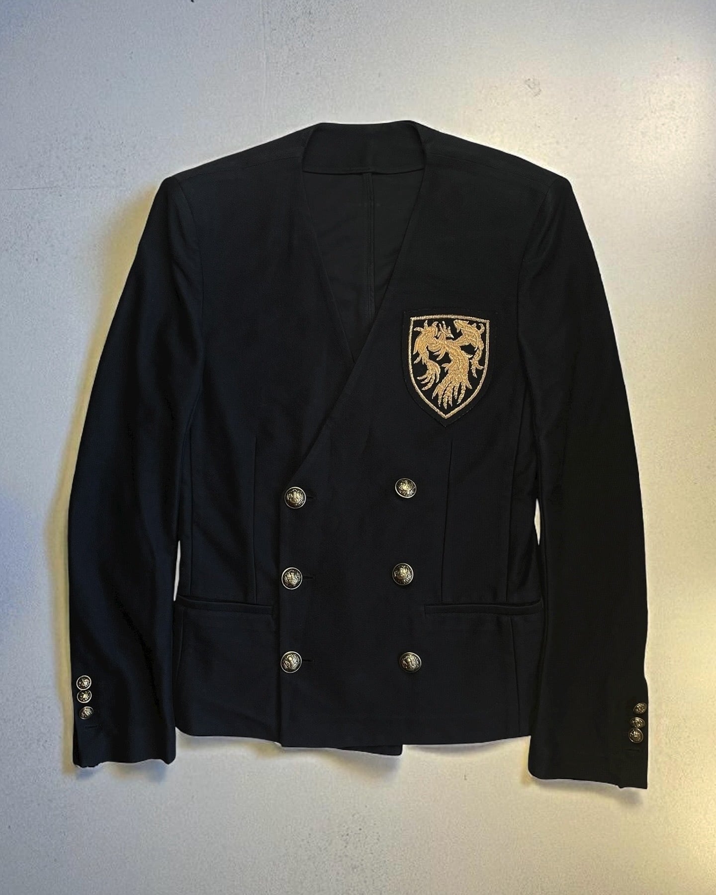BALMAIN HOMME 16’s カラーレスエンブレムダブルジャケット 44 BALMAIN HOMME - SS16 Embroidered Phoenix Crest Blazer | Atelier Accord