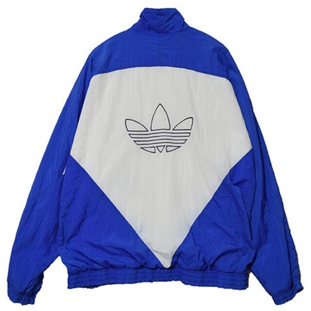 【Lサイズ】 90S ヴィンテージ アディダス トレフォイル デカロゴ フルジップ ナイロンジャケット メンズL adidas ブルゾン 古着